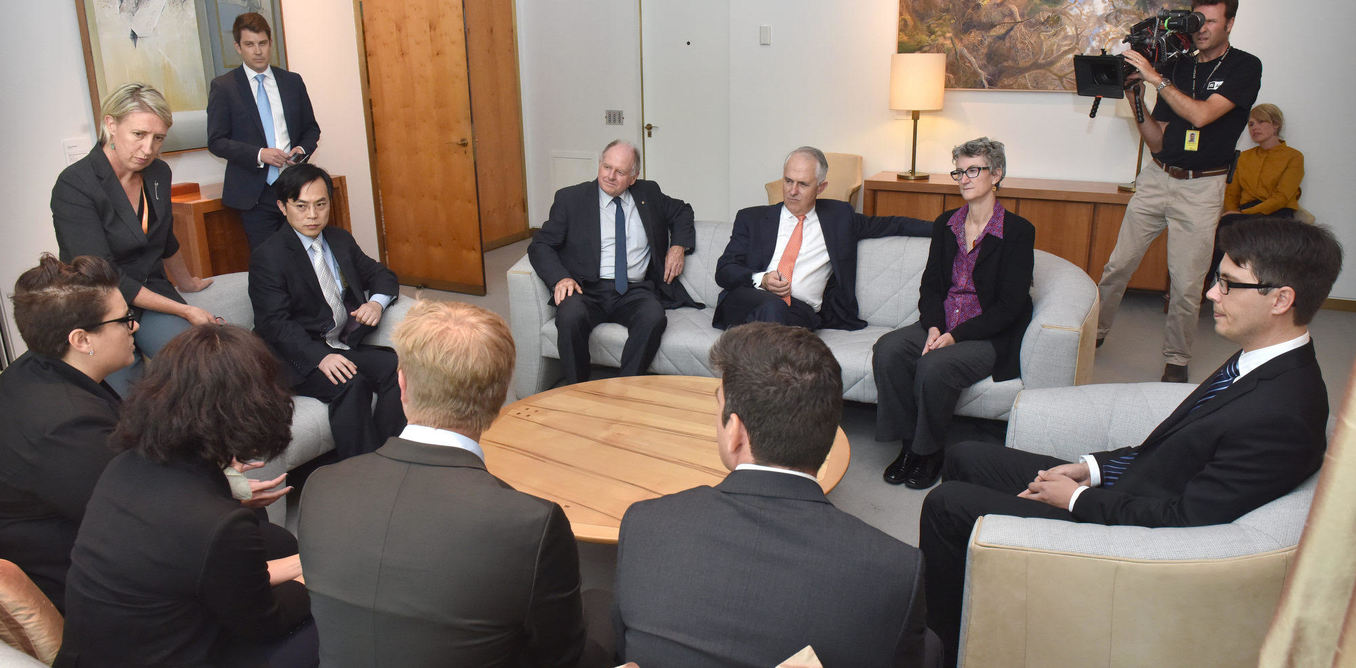 Scientists address the prime minister at last year's Science Meets Parliament. Mark Graham