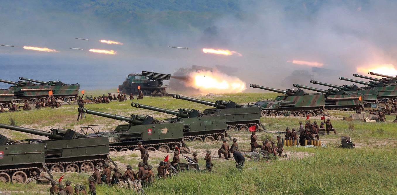 North Korean soldiers participate in a target-striking contest in August this year. KCNA
