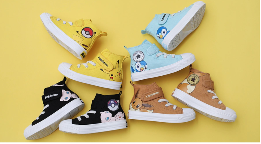 Six different designs of All-Star Light Child's sneakers are already available: three featuring Pikachu and one each for Eevee, Piplup, and Mew.